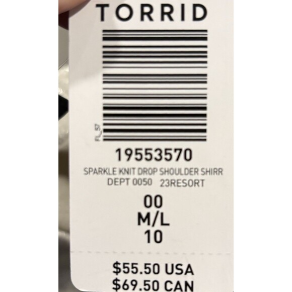 NWT Torrid Sparkle Knit Drop Shoulder Dolman Sleeve Top Women’s Sz 00 Christmas - Picture 6 of 7